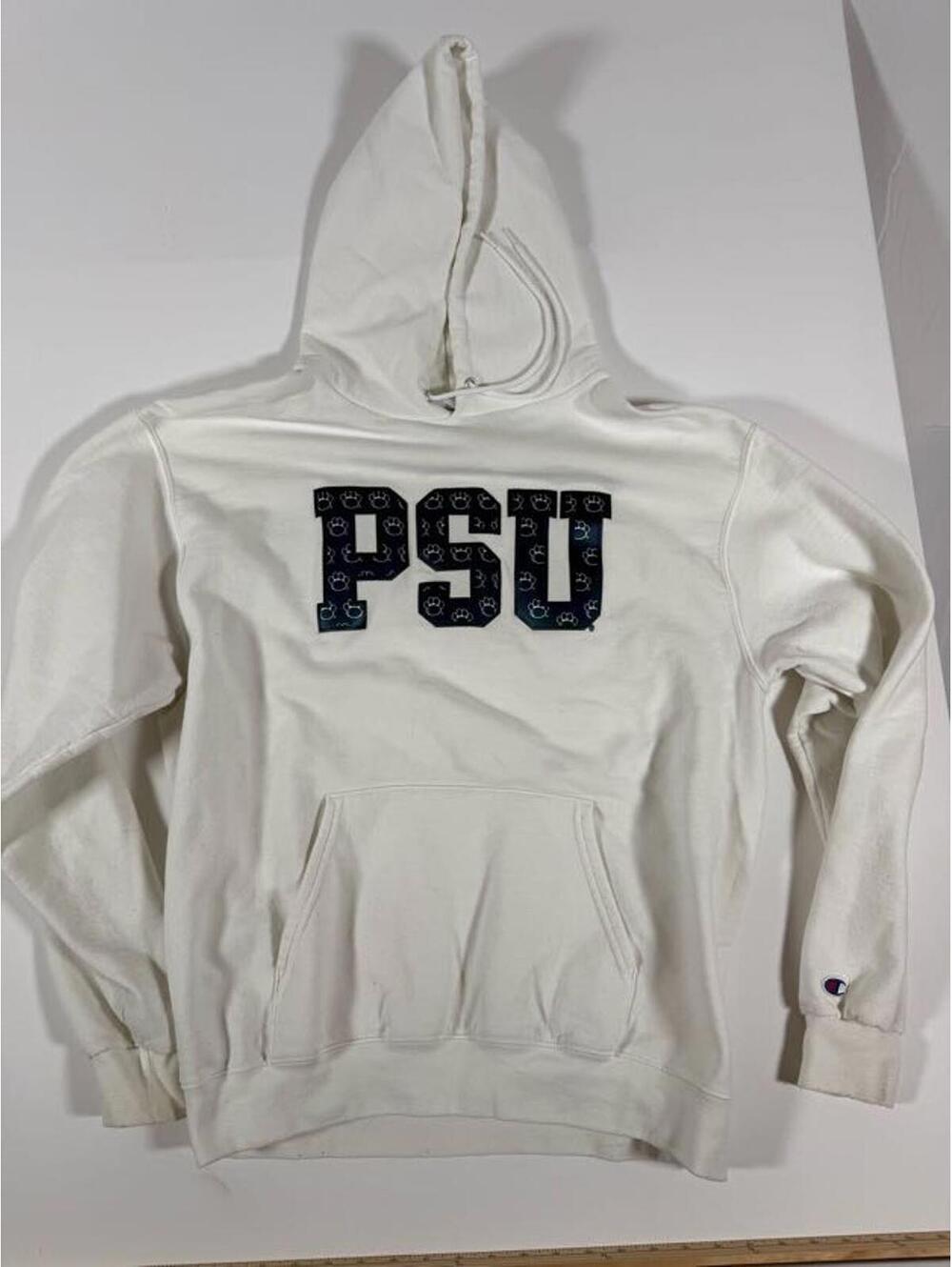 Champion White Penn State Hoodie with Paw Print Logo
